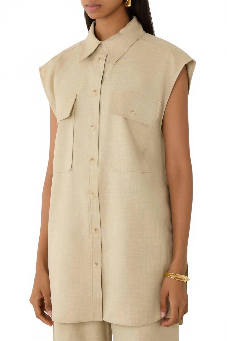 NEW SHONA JOY wiley short sleeve shirt in putty